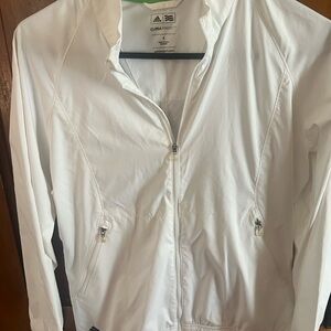 Adidas Women’s White ClimaProof Lightweight Jacket & Under Armour top sz small